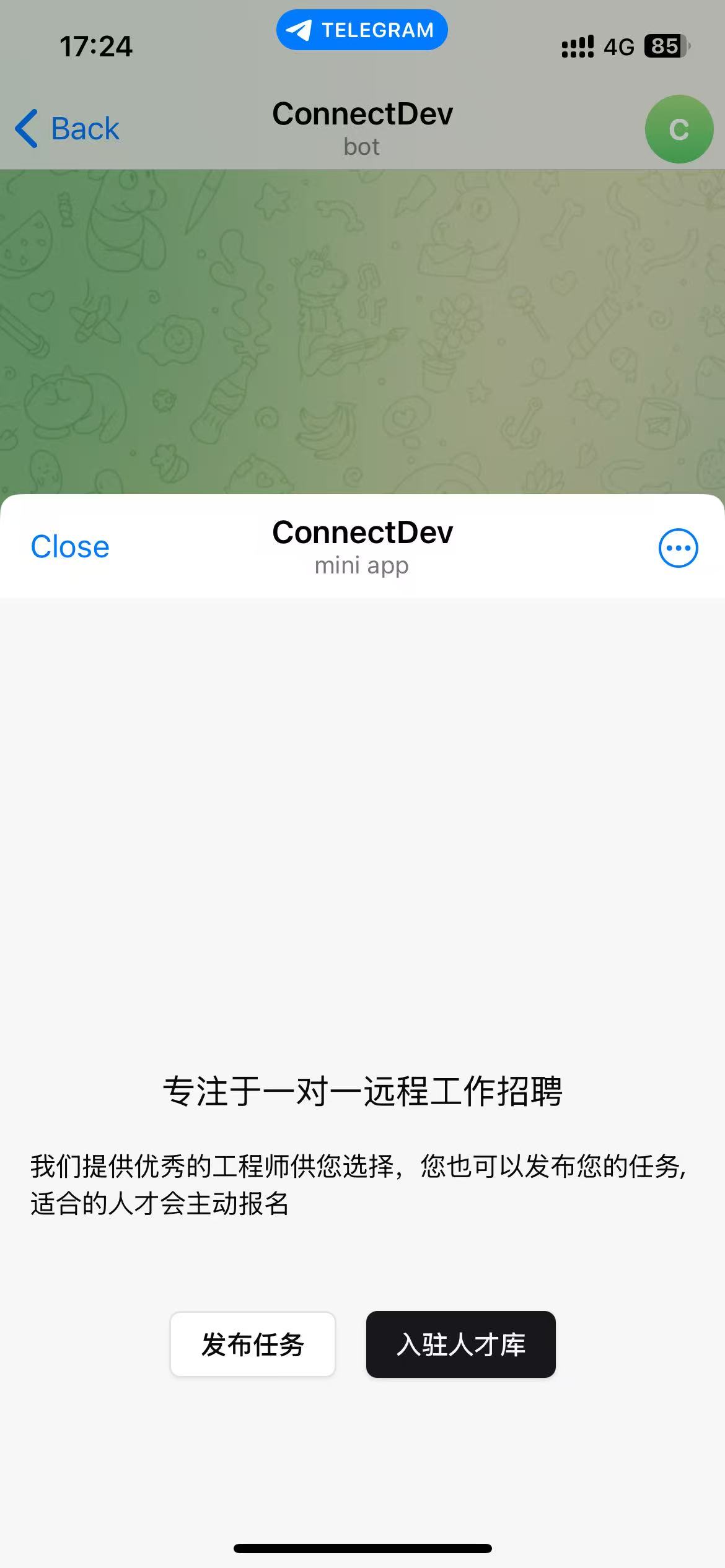 简单的开发了一个tg小程序,对接tg 机器人启动
